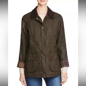 Barbour Beadnell Waxed Cotton Jacket in Olive, US sz 6
